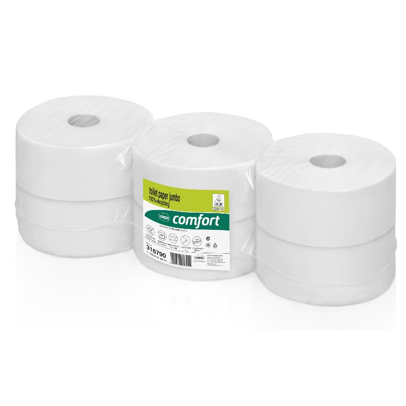 Toilettenpapier Jumborollen Tissue, 100% Zellstoff, 6 Rollen