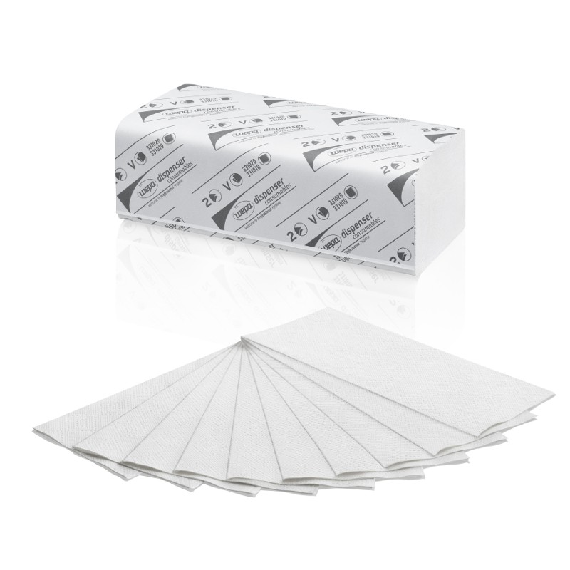 Einweghandtuch, zweilagig, hochweiß, V- Fold, Blatt 24 x 23cm, Karton mit 4.000 Stück – Bild 3